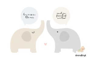 para zakochanych słoników - naklejki do pokoju dziecięcego