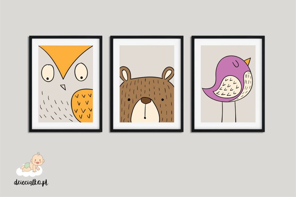 sowa niedźwiadek ptak - plakaty do pokoju dziecięcego