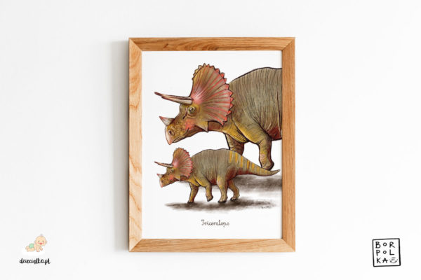 narysowany triceratops – artystyczny plakat