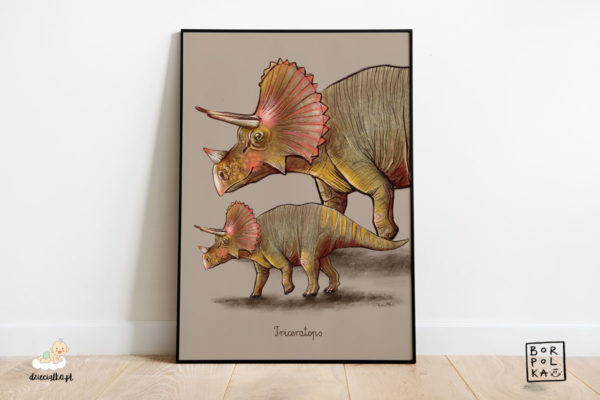narysowany triceratops – artystyczny plakat