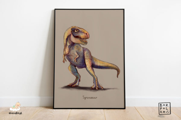 narysowany tyranozaur – artystyczny plakat