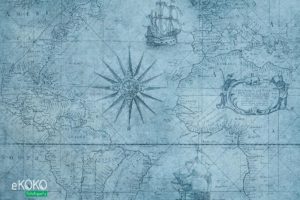 błękitna mapa żeglarska - fototapeta