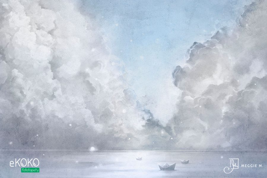 burzowy front nad oceanem w błękitnych odcieniach - fototapeta