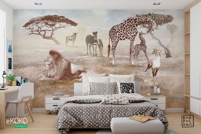 afrykańskie zwierzęta na sawannie – fototapeta