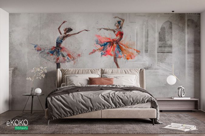 Baletnice na betonowym tle, piękna tapeta do każdego wnętrza.