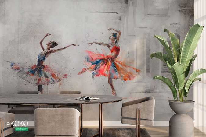 Baletnice na betonowym tle, piękna tapeta do każdego wnętrza.